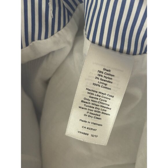 Talbots Nautical Tie Waist Straight Leg Crop Pants Blue White Stripe 8 Preppy - Picture 12 of 13